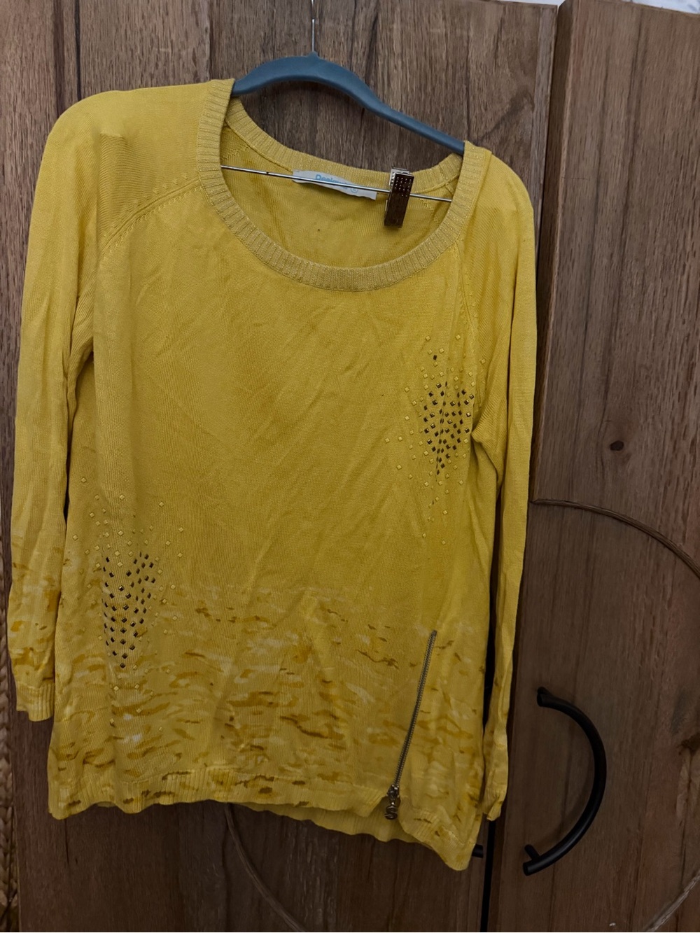 Desigual Yellow Embellished Knit Sweatshirt